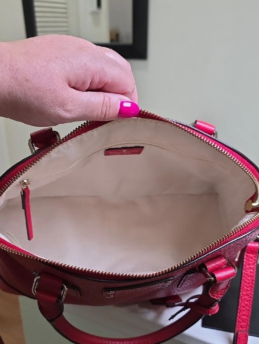 KATE SPADE SMALL RACHELLE Hot Chili Red Leather Bag BAY STREET EUC - Picture 13 of 16